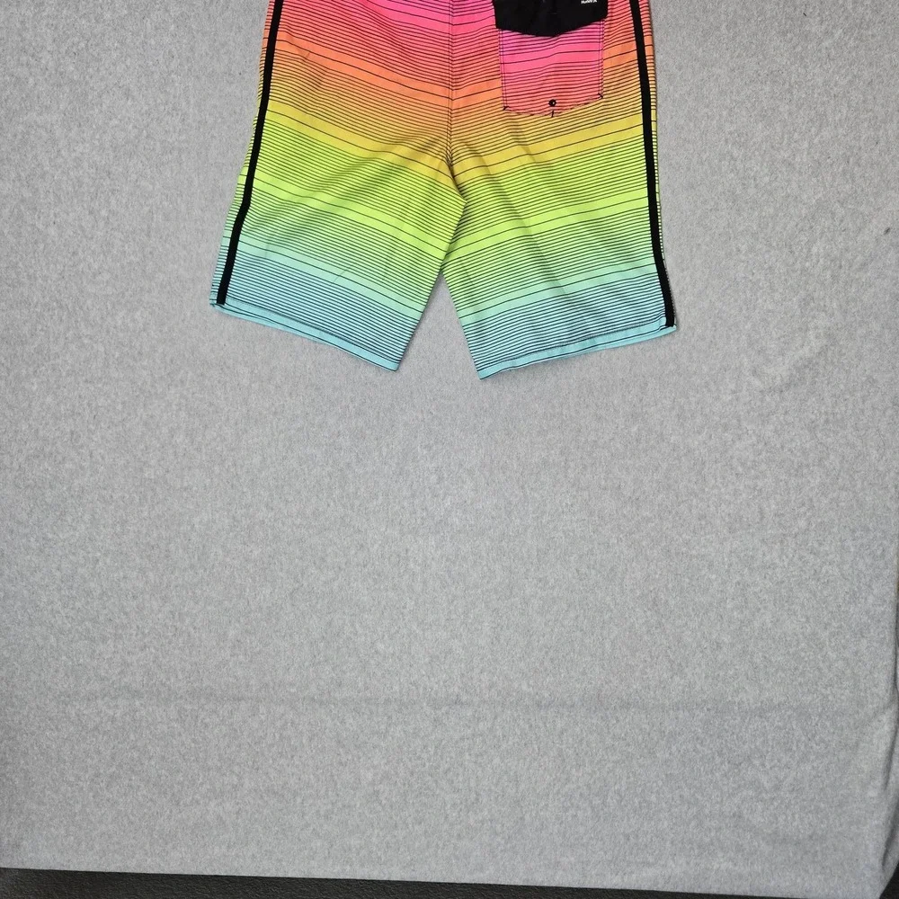 Hurley Boys Shorts 18/29 Multicolor Swimwear Striped Board Shorts Button 9